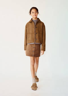 Suede-effect skirt — Brown 2