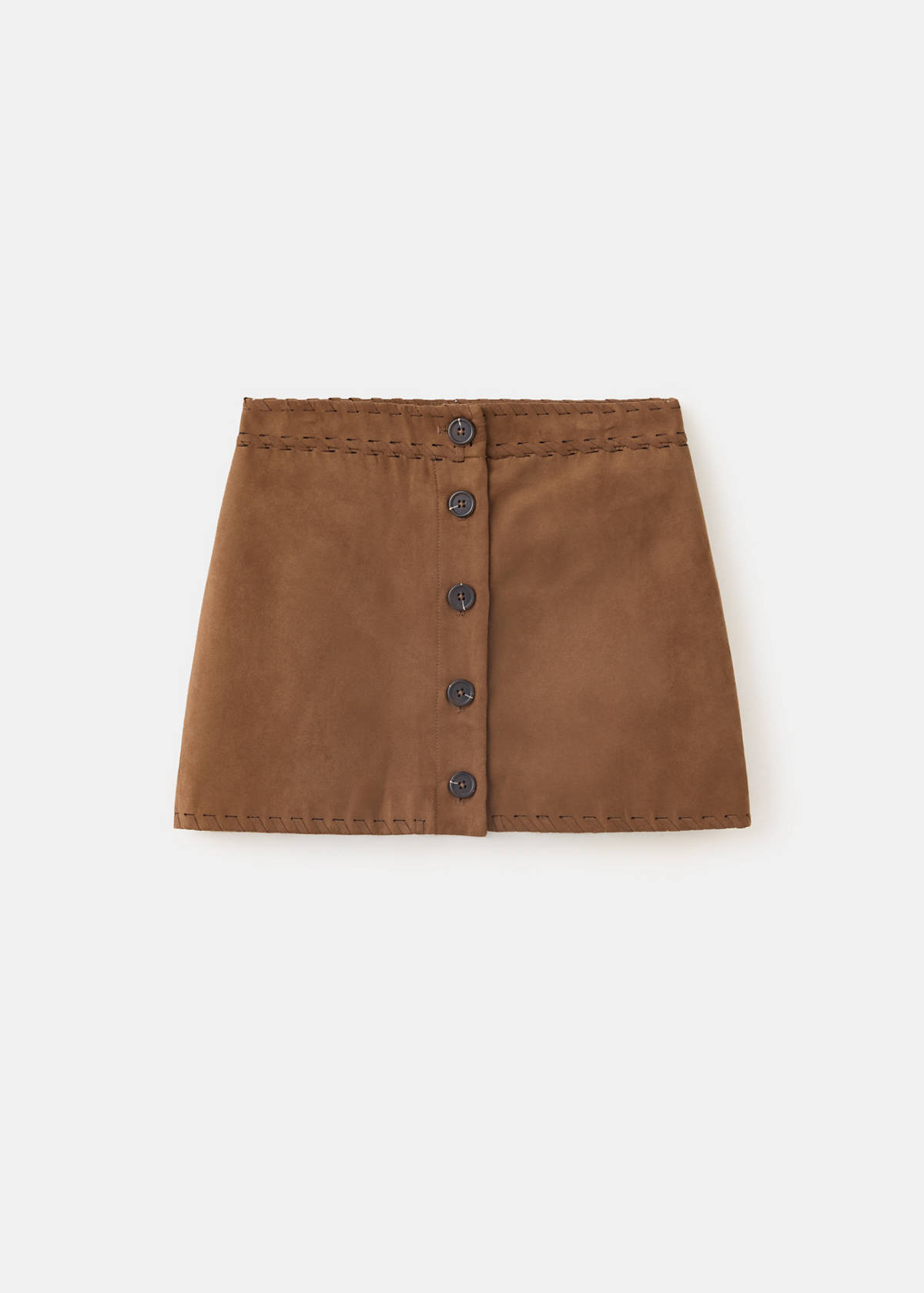 Suede-effect skirt — Brown