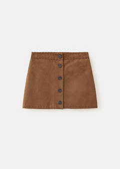 Suede-effect skirt — Brown 3
