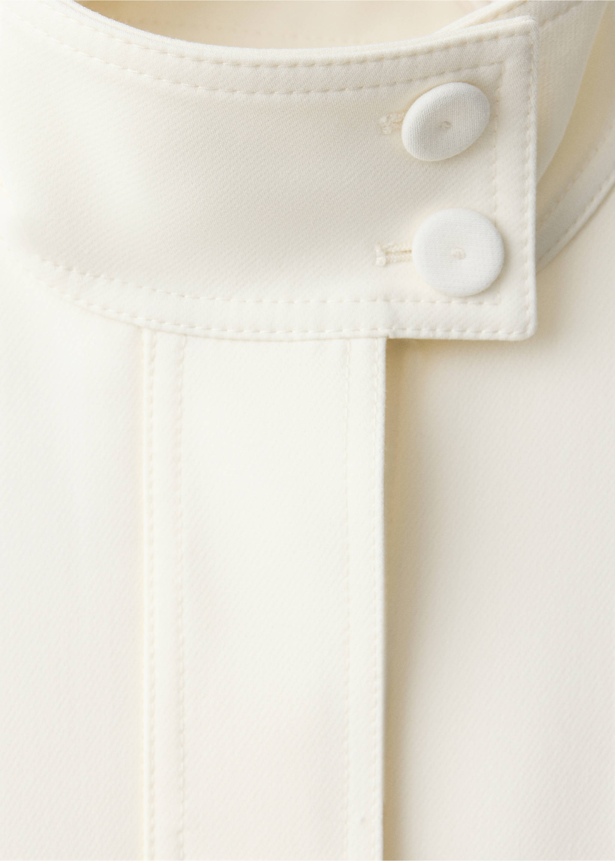 Cream jacket high collar detail with two fabric-covered buttons., Off White. Ref: 37098640-00.