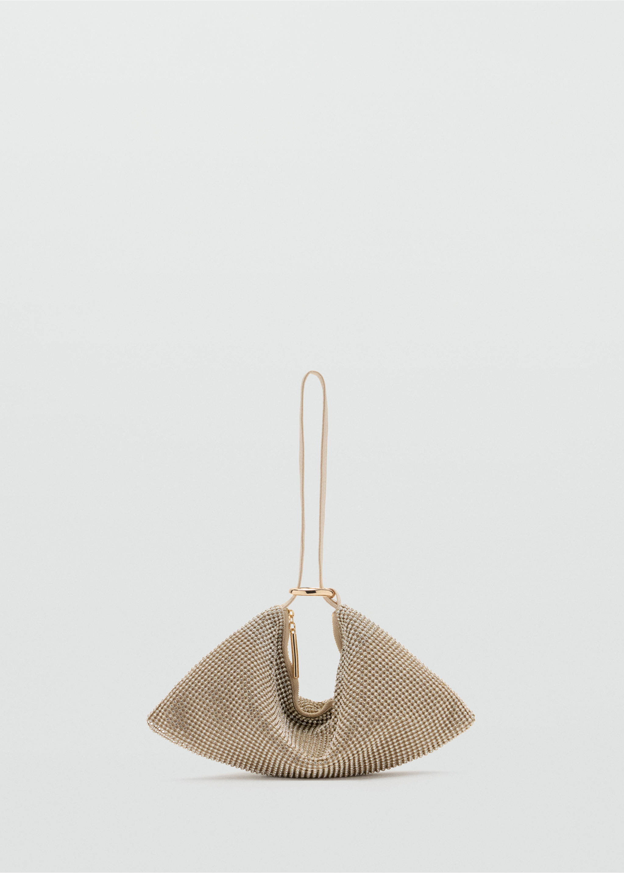Sparkling gold crystal-embossed handbag with a U-shaped metal handle., Gold. Ref: 37099113-00.