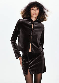 Velvet skirt with slit — Chocolate 4