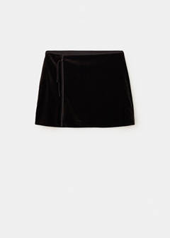 Velvet skirt with slit — Chocolate 5