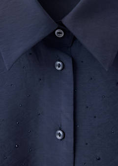 Satin shirt with rhinestone detail — Blue 6