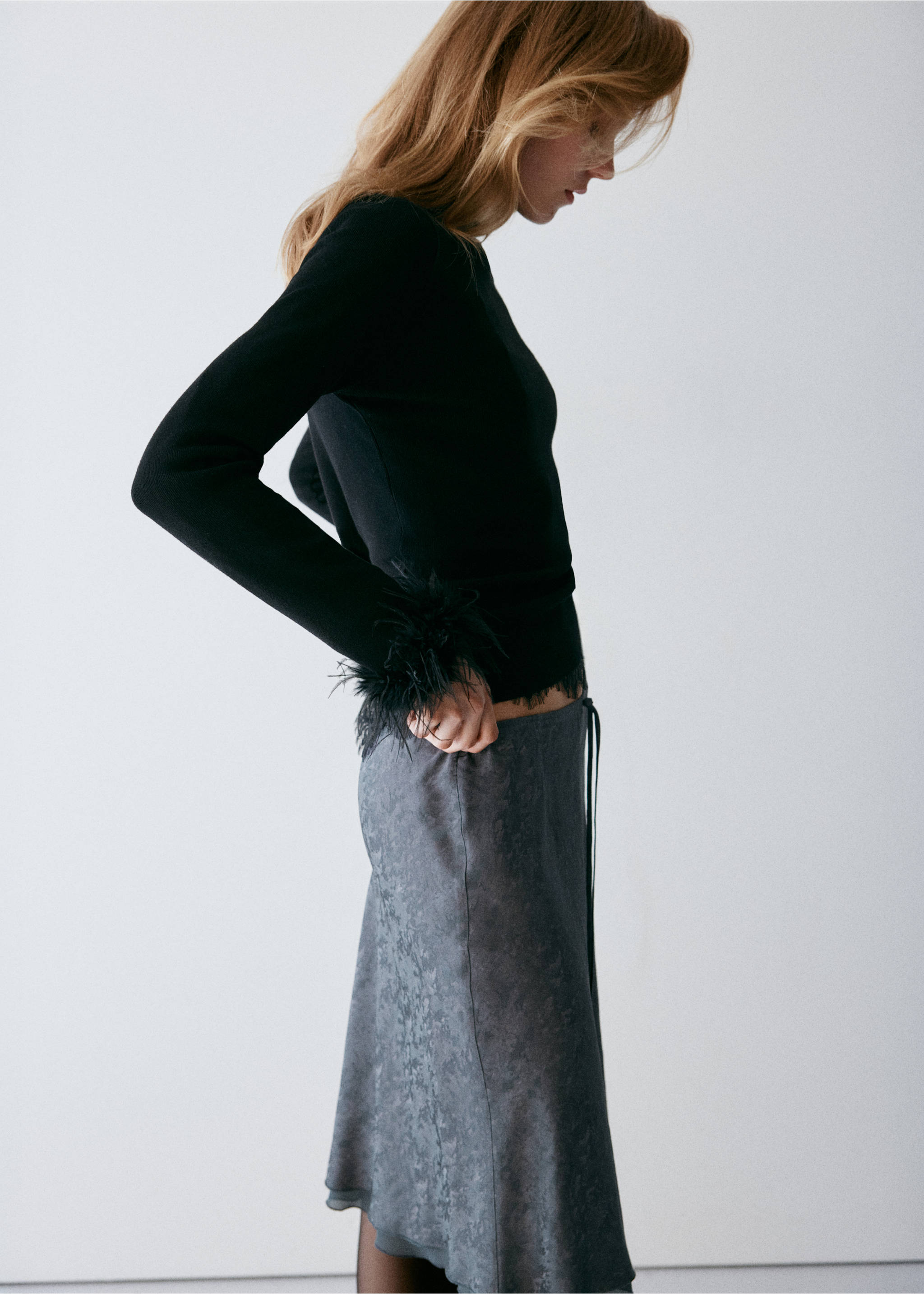 Jupe midi jacquard - Détail de l'article 1, Gris. Ref: 37099119-00.