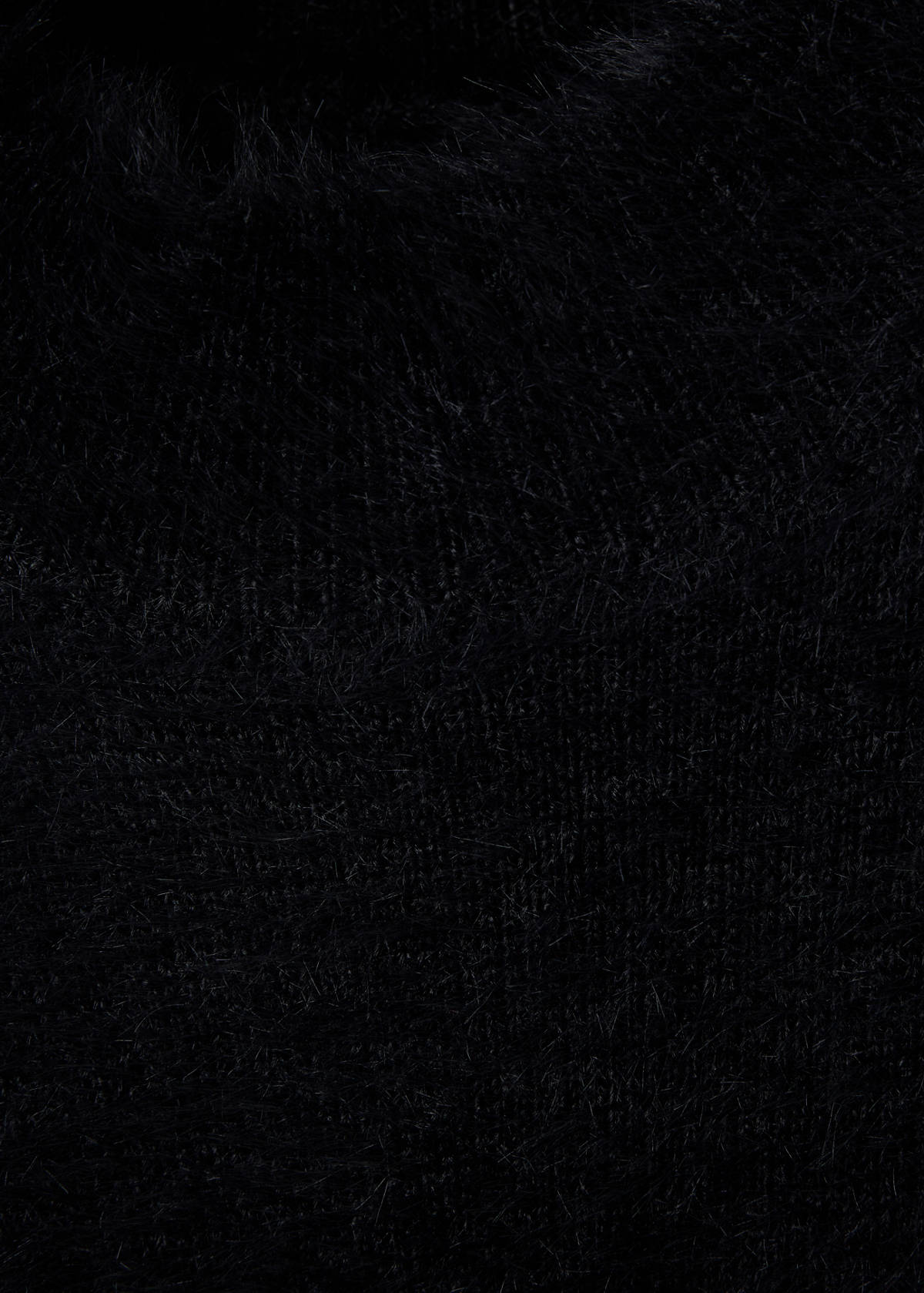 Short-sleeved faux fur-effect jumper — Black