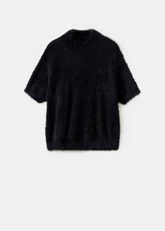 Short-sleeved faux fur-effect jumper — Black 6