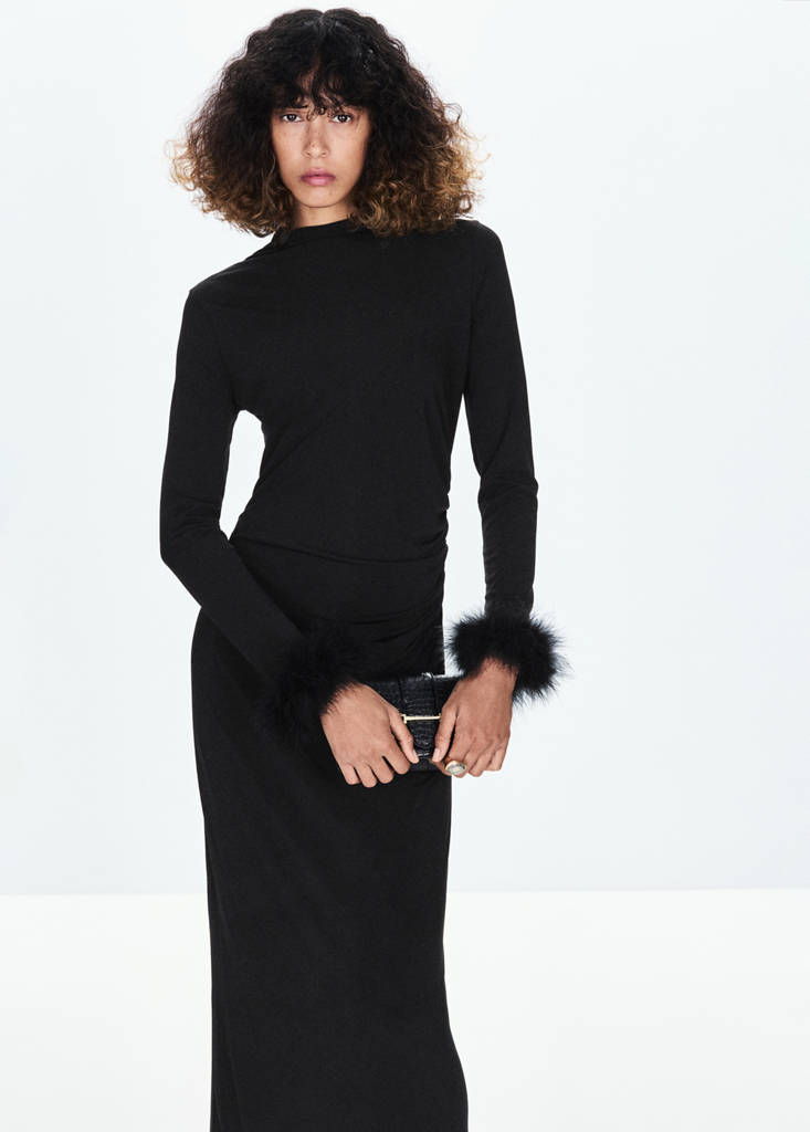 Midi dress with feather cuffs - angle 1