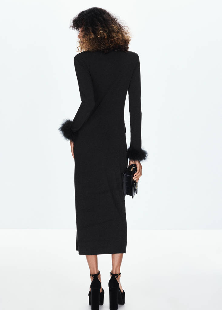 Midi dress with feather cuffs thumbnail 3
