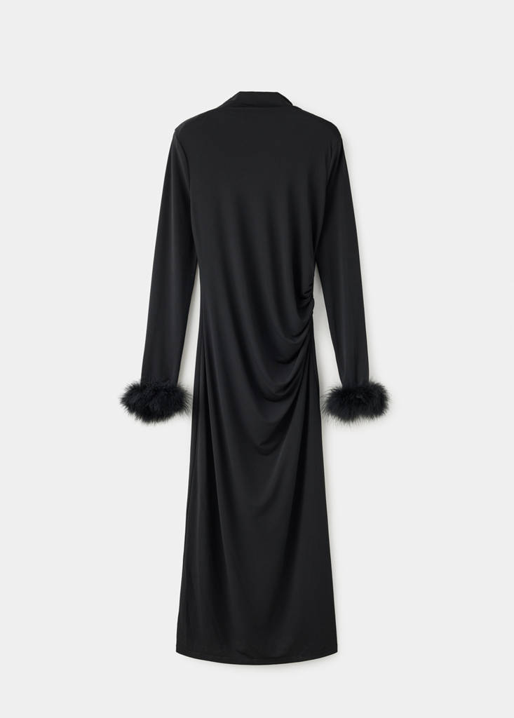 Midi dress with feather cuffs thumbnail 5