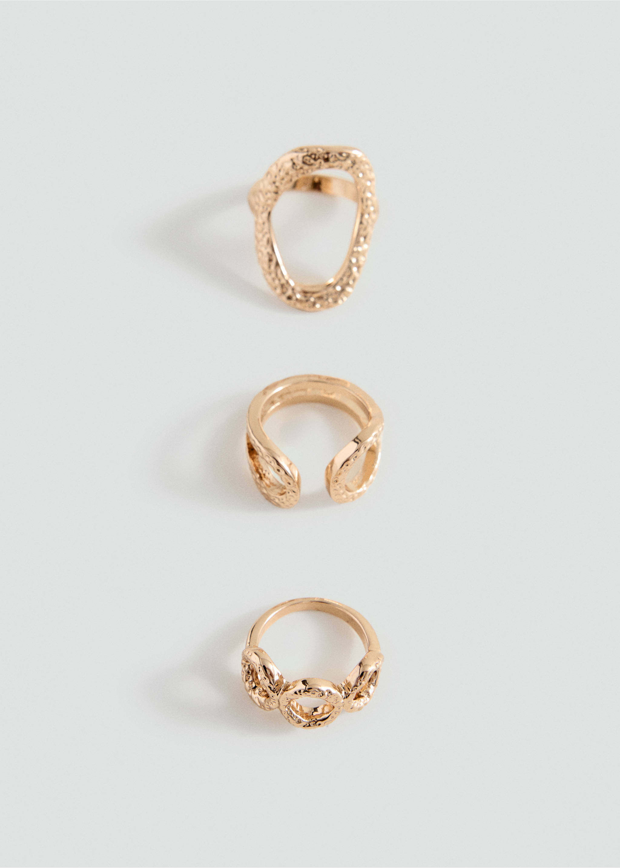 Pack of 3 textured rings - Article without model, Gold. Ref: 37099131-00.