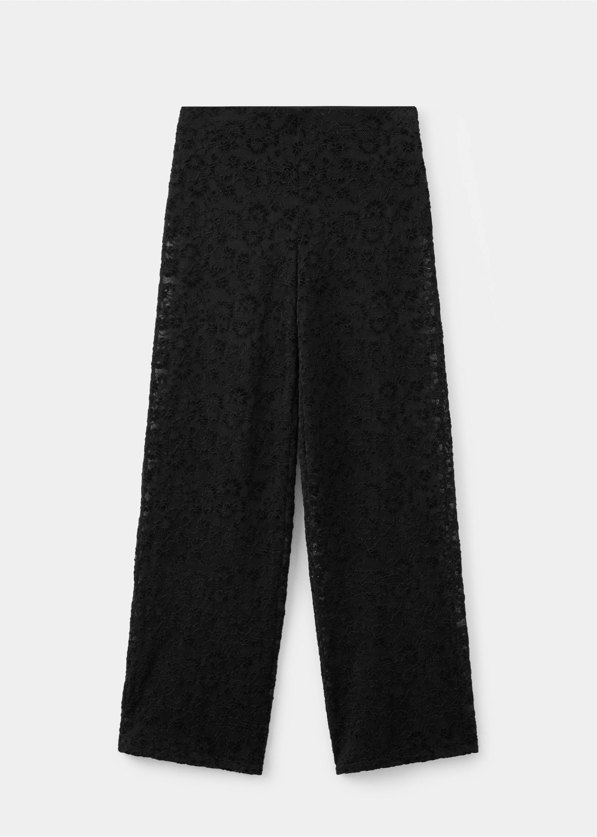 Black lace trousers with a straight-leg silhouette., Black. Ref: 37099132-00.