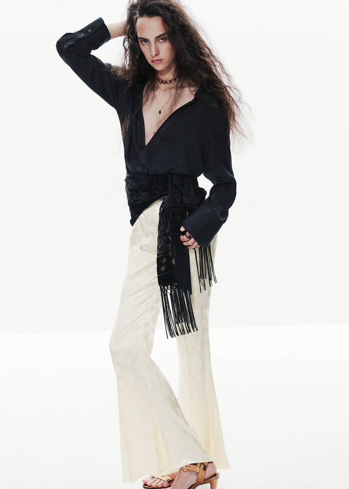 Jacquard flared trousers