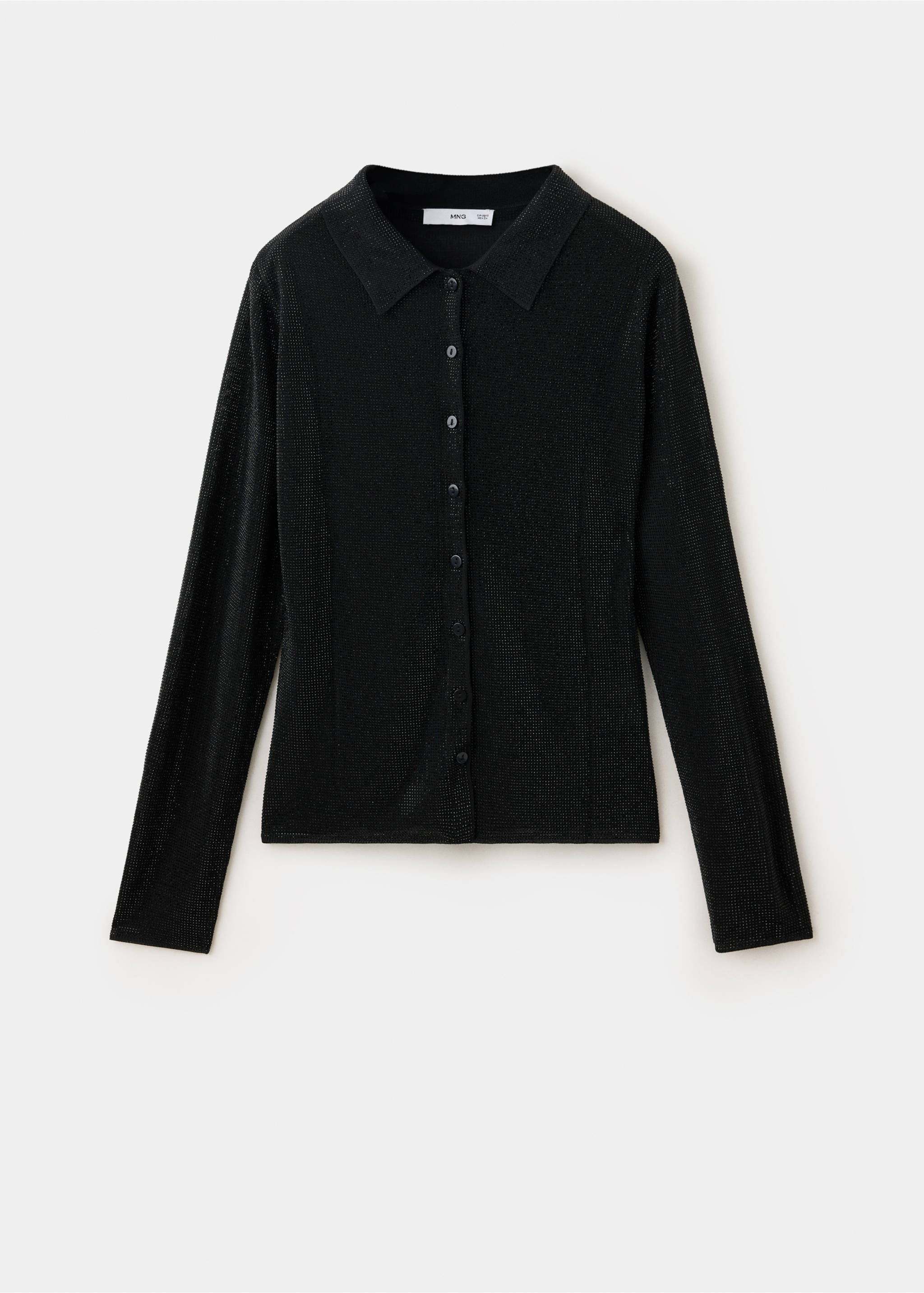 Cárdigans negro de manga larga con cuello camisero y botones delanteros., Negro. Ref: 37099142-00.