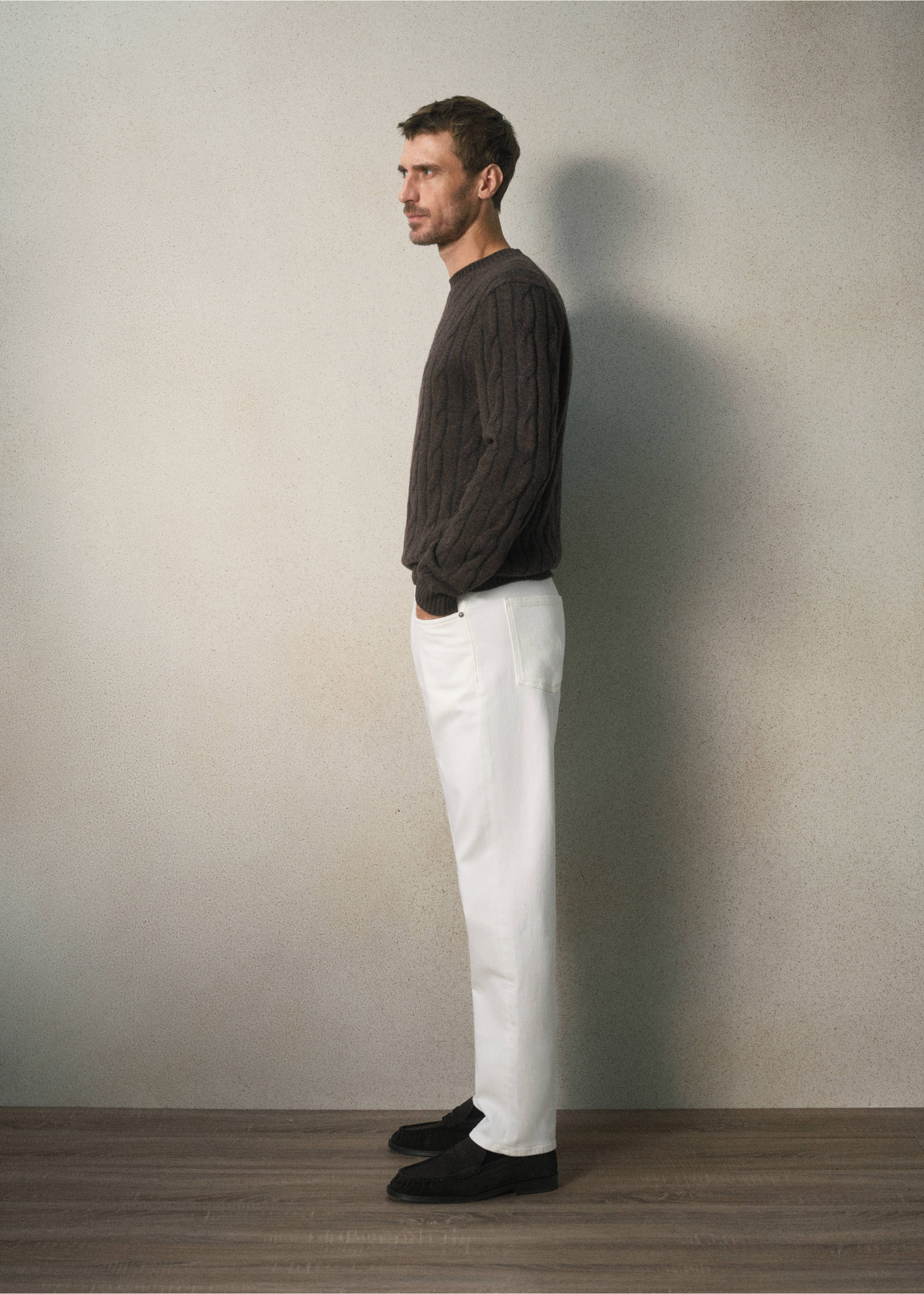 Regular fit Italian cotton jeans - Details of the article 2, Off White. Ref: 37099207-00.