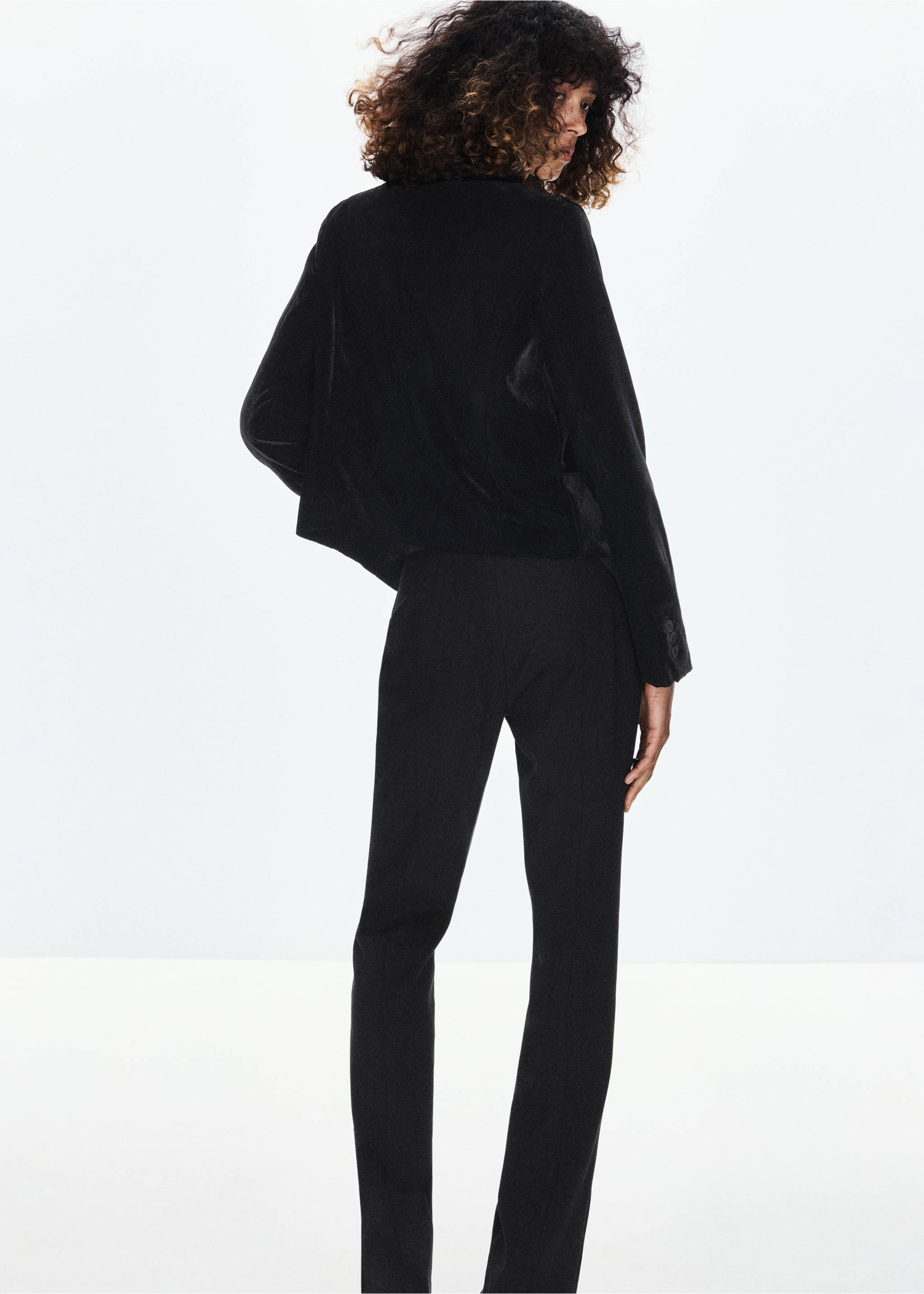 Black blazer viewed from behind, featuring a tailored silhouette., Black. Ref: 37099213-00.