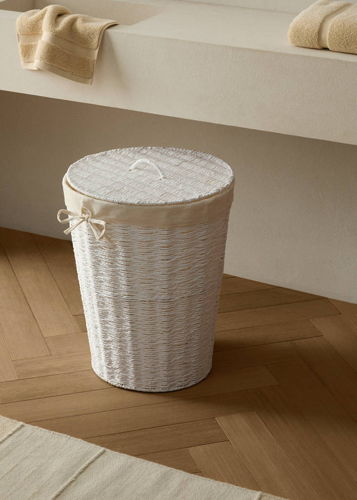 Large round paper clothes basket — White