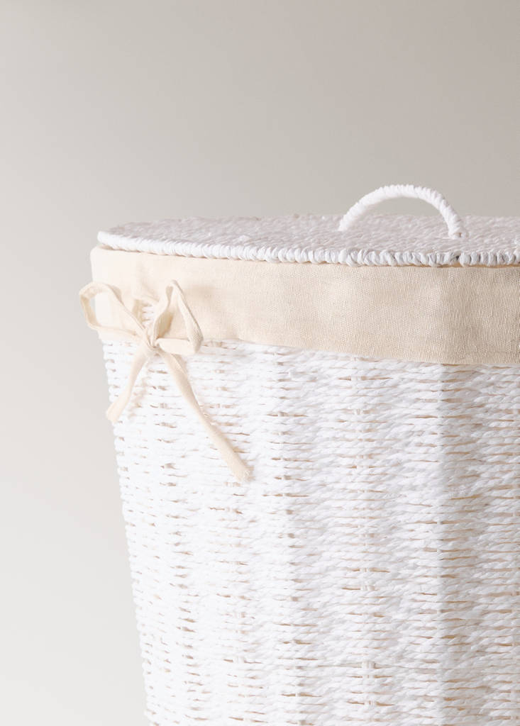 Large round paper clothes basket — White