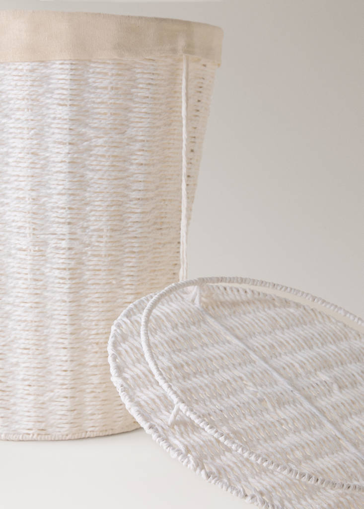 Large round paper clothes basket — White