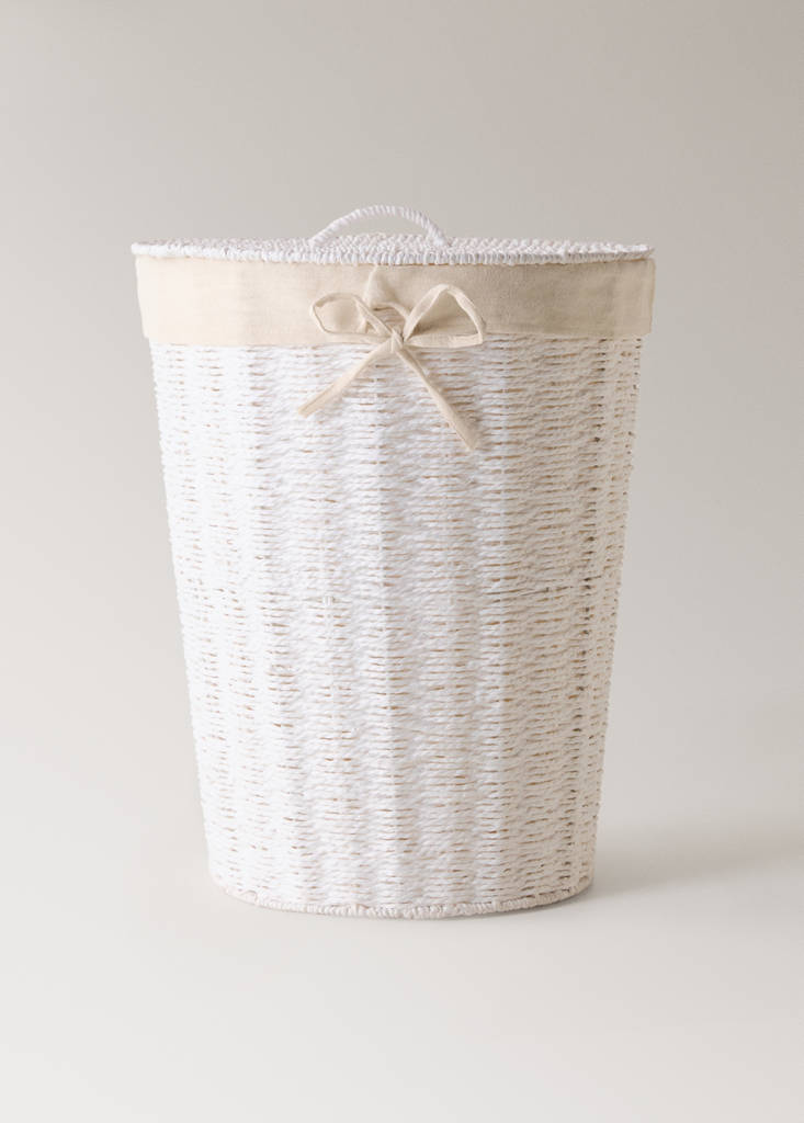 Large round paper clothes basket — White