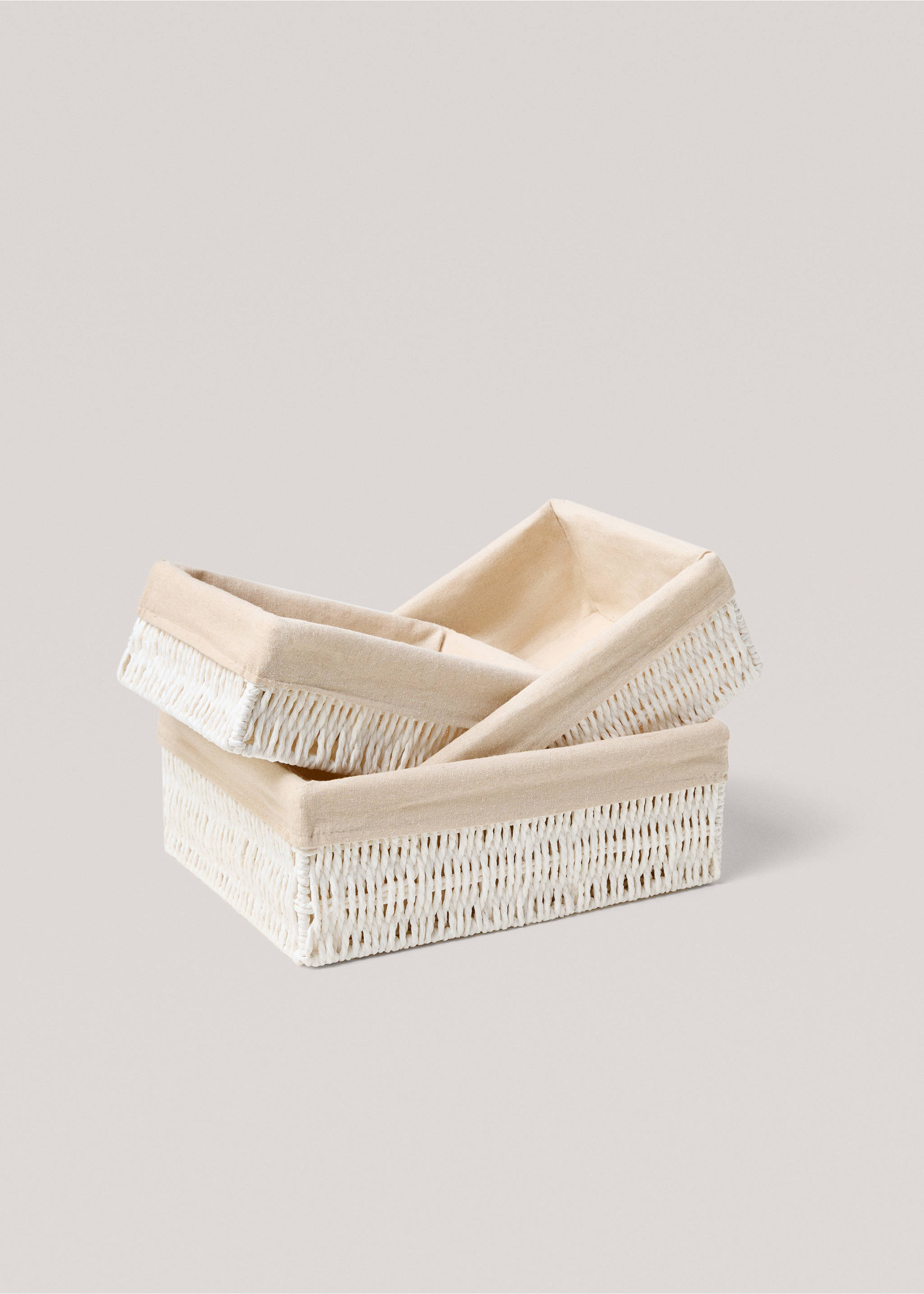 Medium rectangular paper basket - Details of the article 3, White. Ref: 37101568-00.