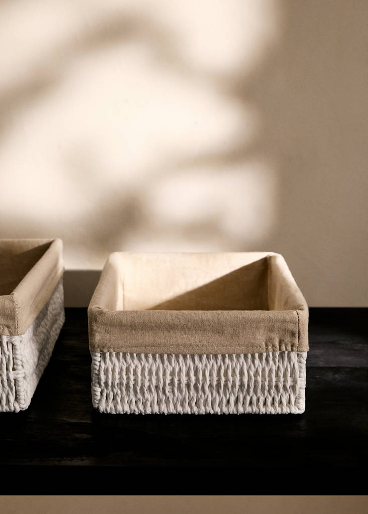 Small rectangular paper basket — White