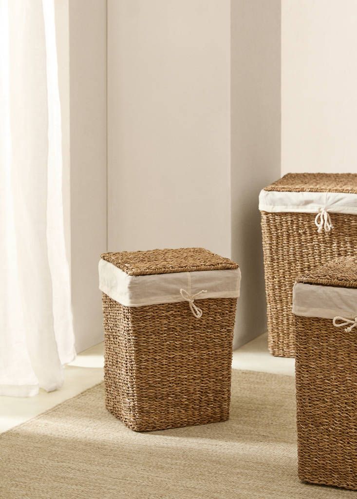 Large seagrass laundry basket — Brown