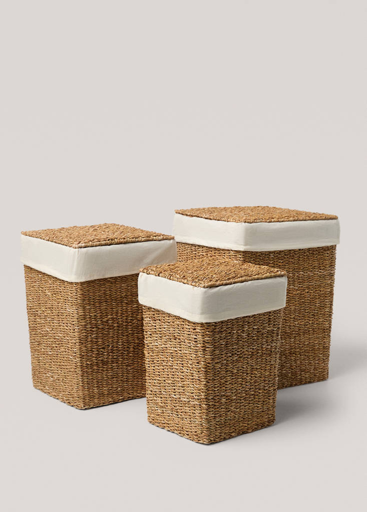 Large seagrass laundry basket — Brown