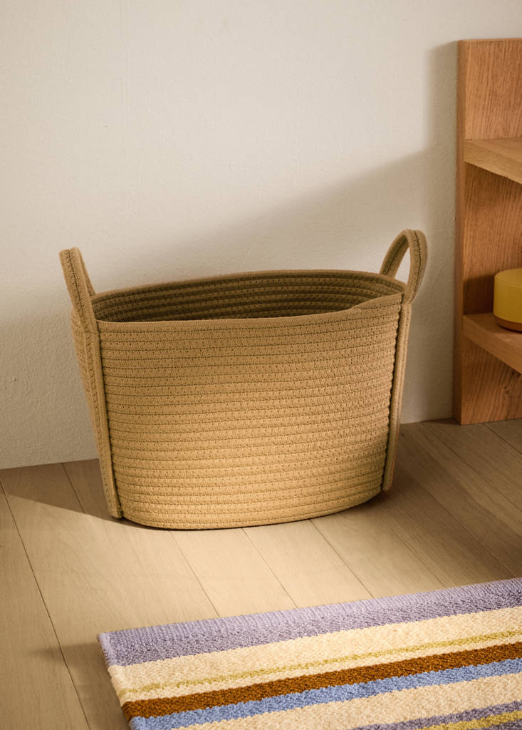 Medium children's cotton basket with handles — Medium Brown