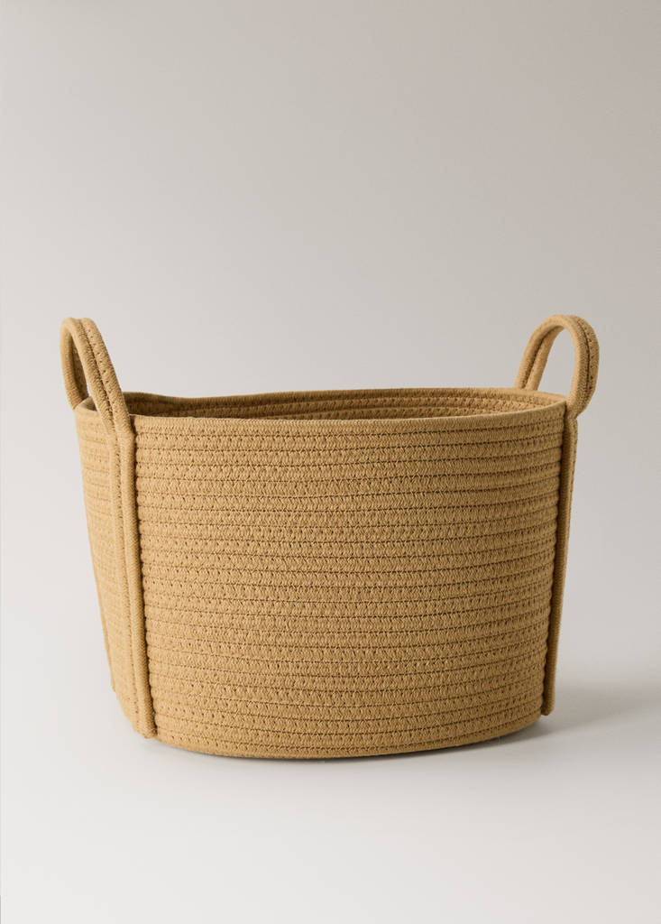 Medium children's cotton basket with handles — Medium Brown