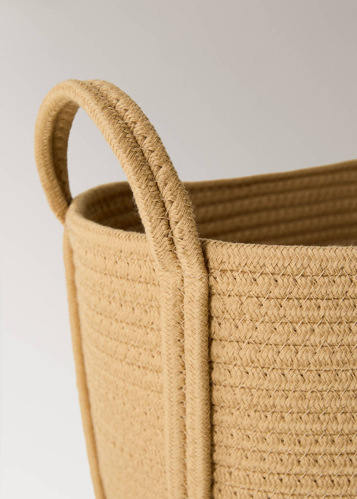 Medium children's cotton basket with handles — Medium Brown