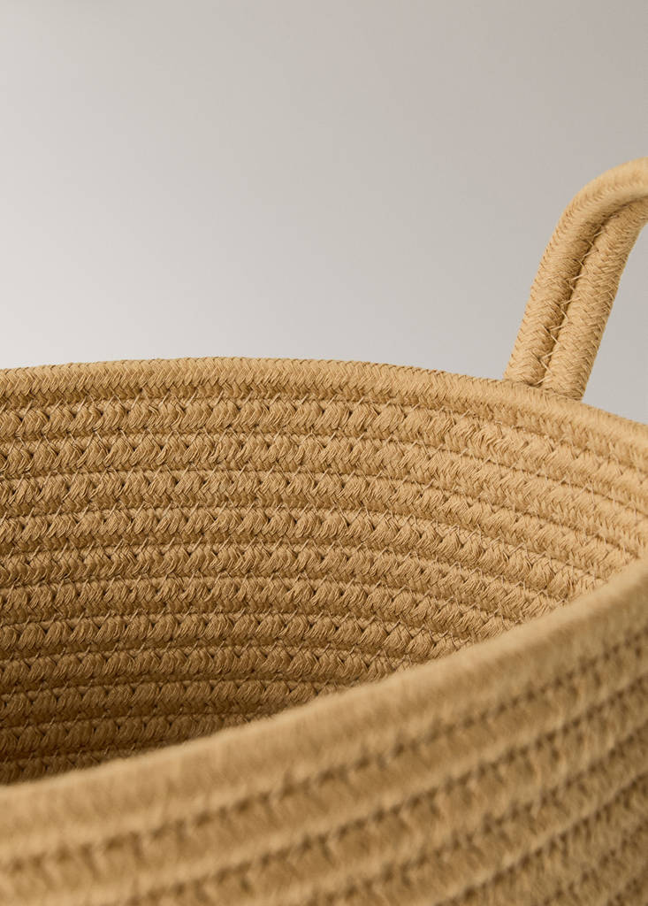 Medium children's cotton basket with handles — Medium Brown