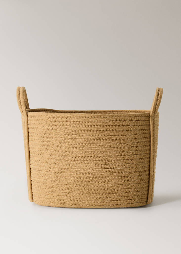 Medium children's cotton basket with handles — Medium Brown