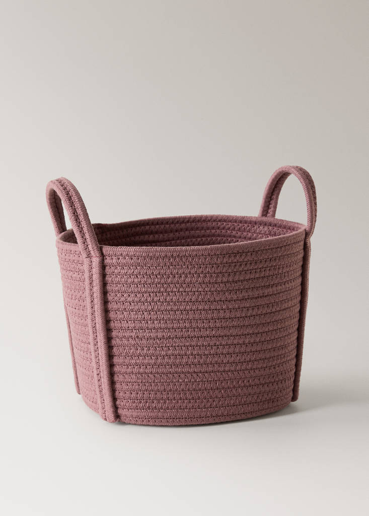 Medium children's cotton basket with handles — Cherry