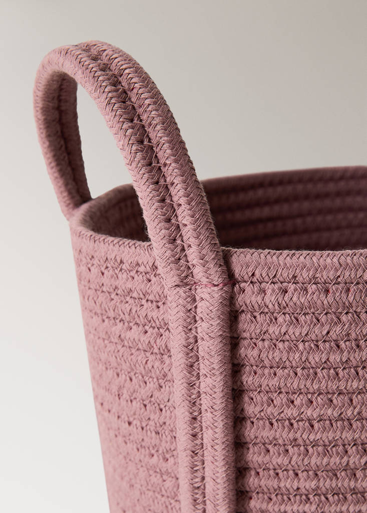 Medium children's cotton basket with handles — Cherry