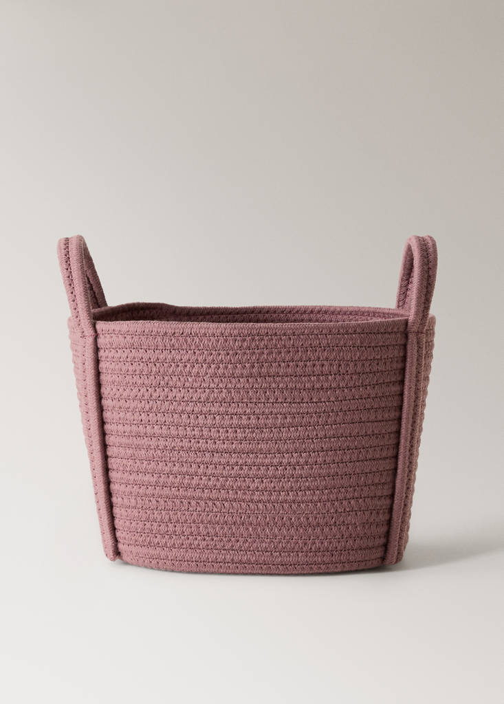 Medium children's cotton basket with handles — Cherry