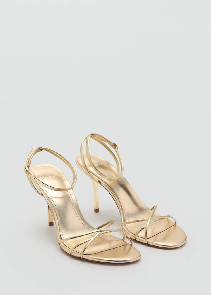 Heeled sandal with crossed straps — Gold