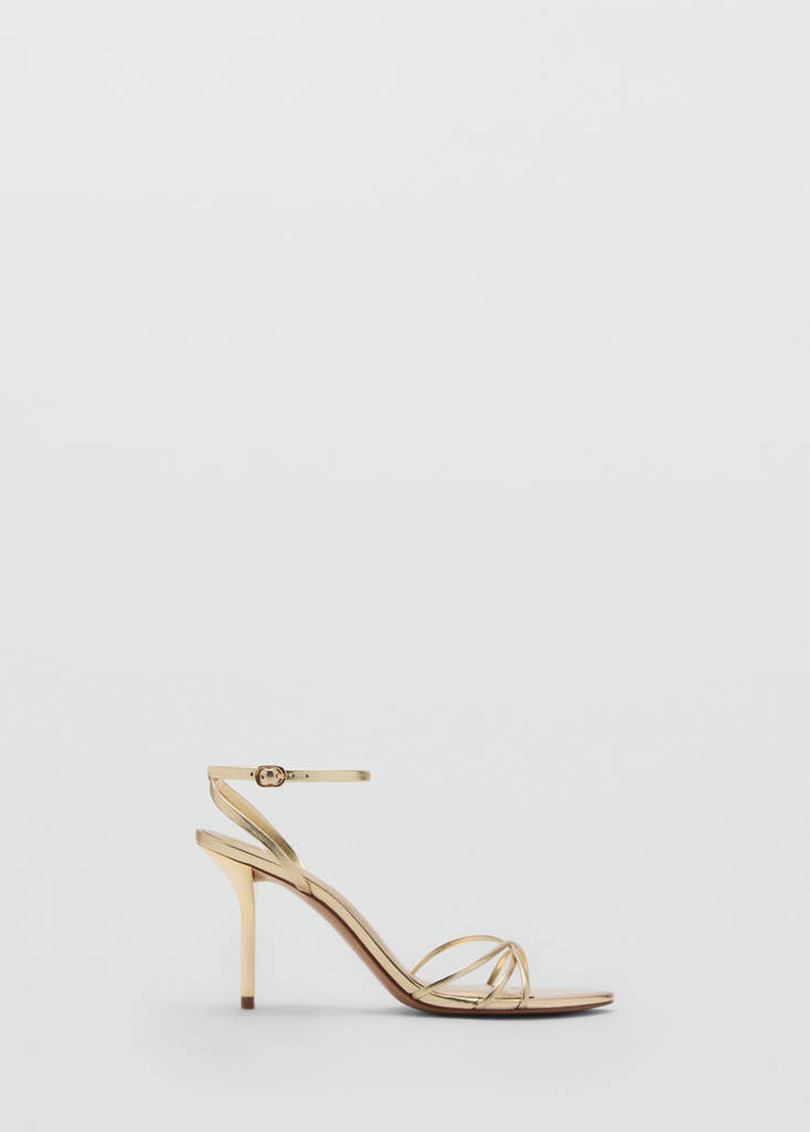 Heeled sandal with crossed straps — Gold