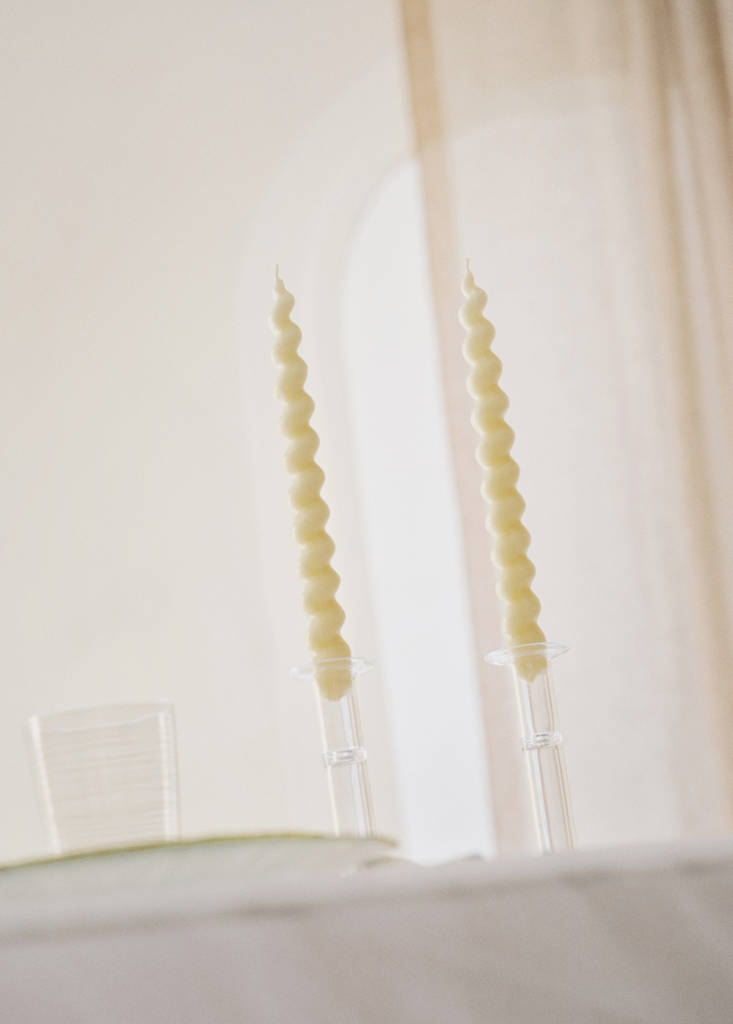 Tall decorative candles with spiral design — Off White