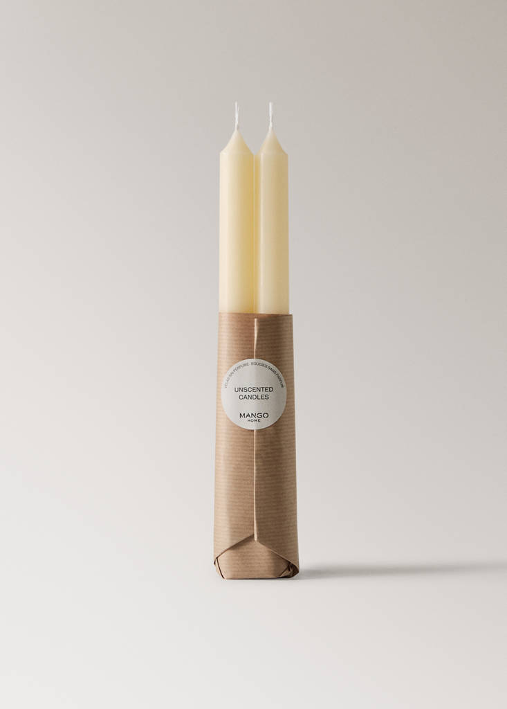 Long decorative candles — Ecru