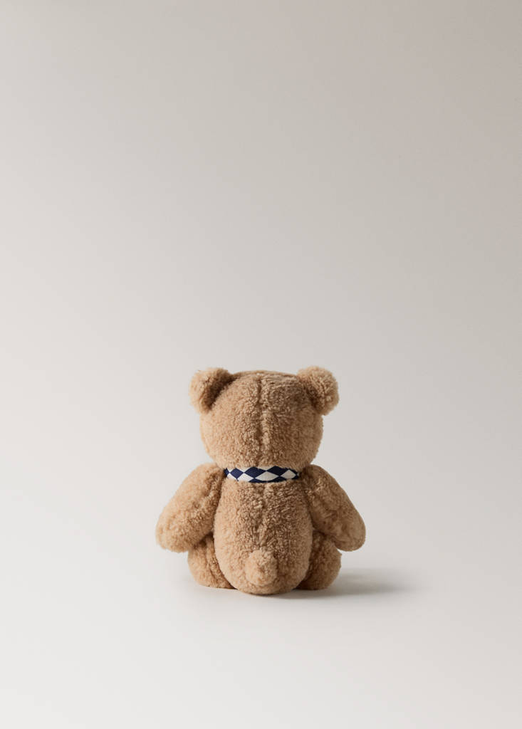 Norman teddy bear with bow tie — Ecru