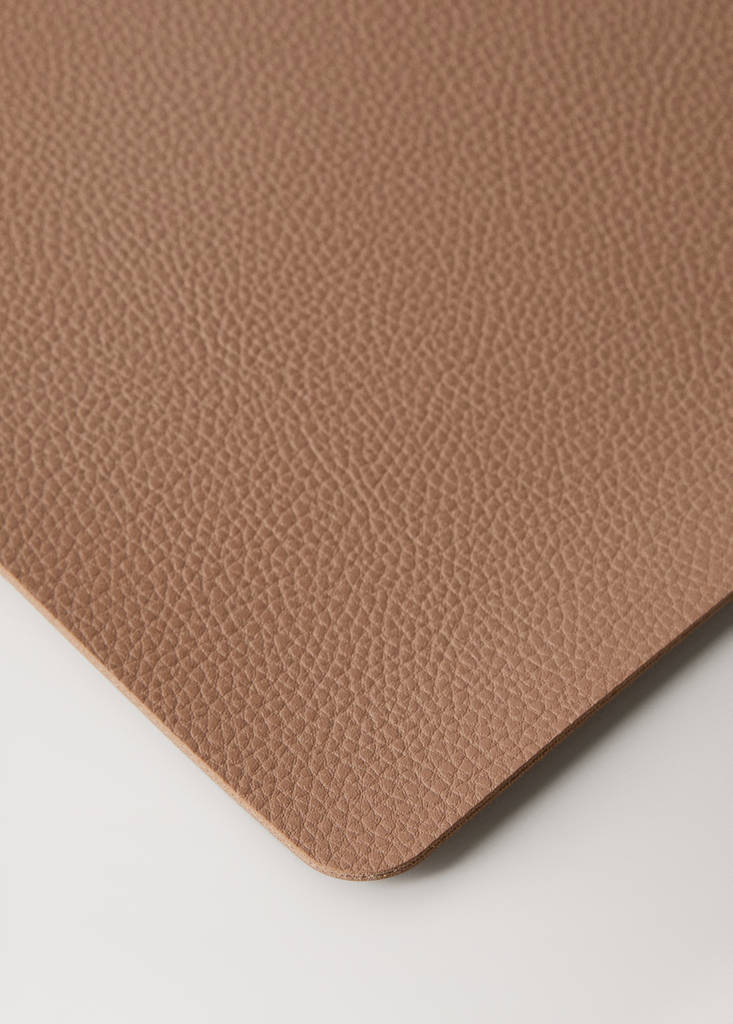 Rectangular faux leather table mat — Beige