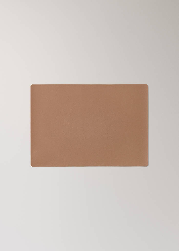 Rectangular faux leather table mat — Beige