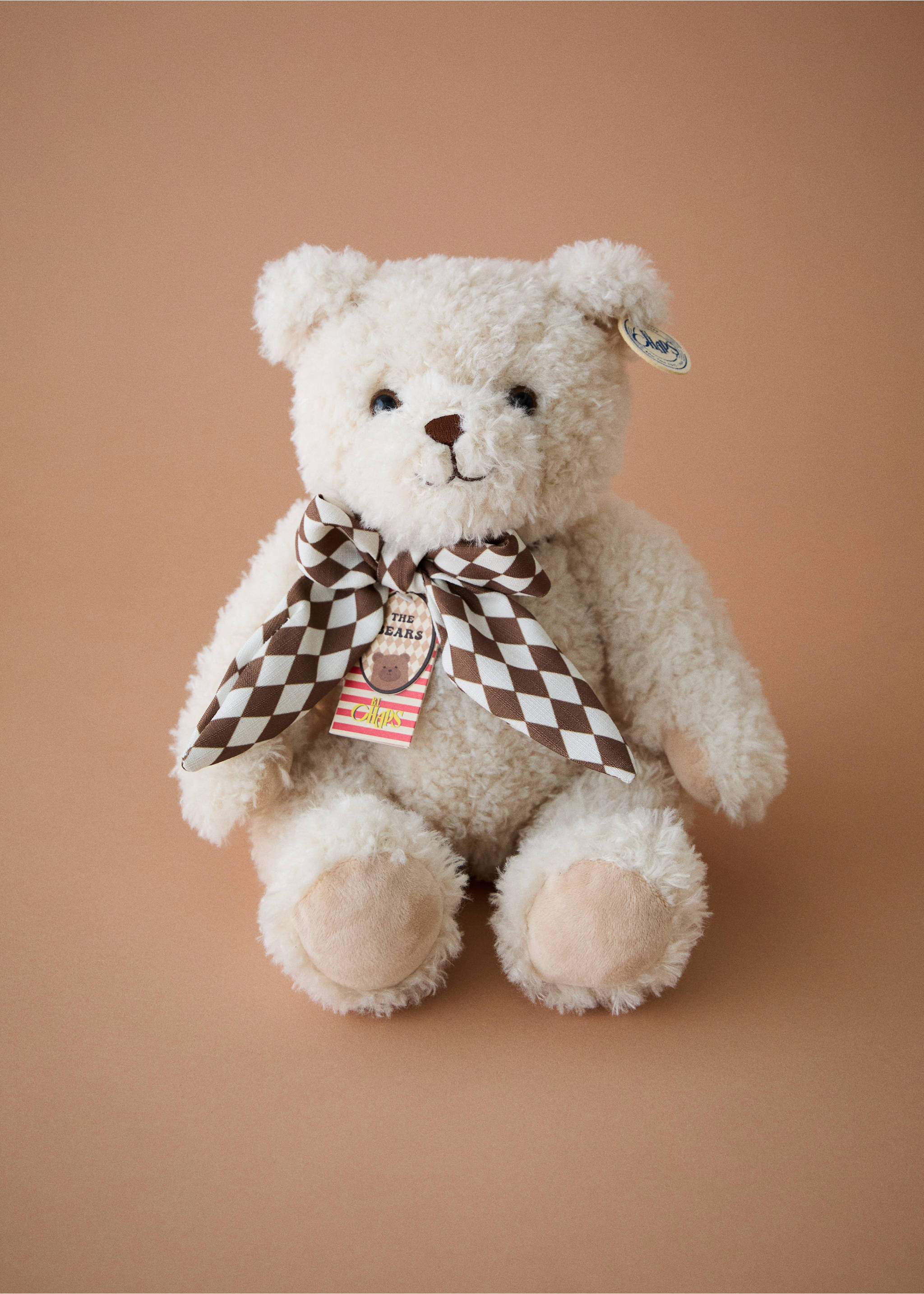 Beryl medium teddy bear with bow - General plane, Ecru. Ref: 37127936-00.