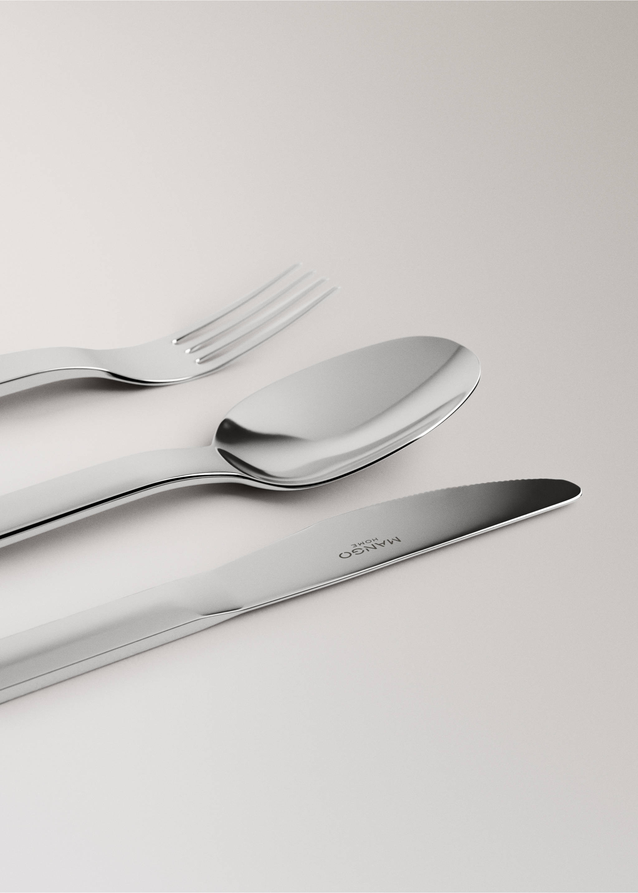 3-piece cutlery set in stainless steel - Details of the article 1, Grey. Ref: 37132038-00.
