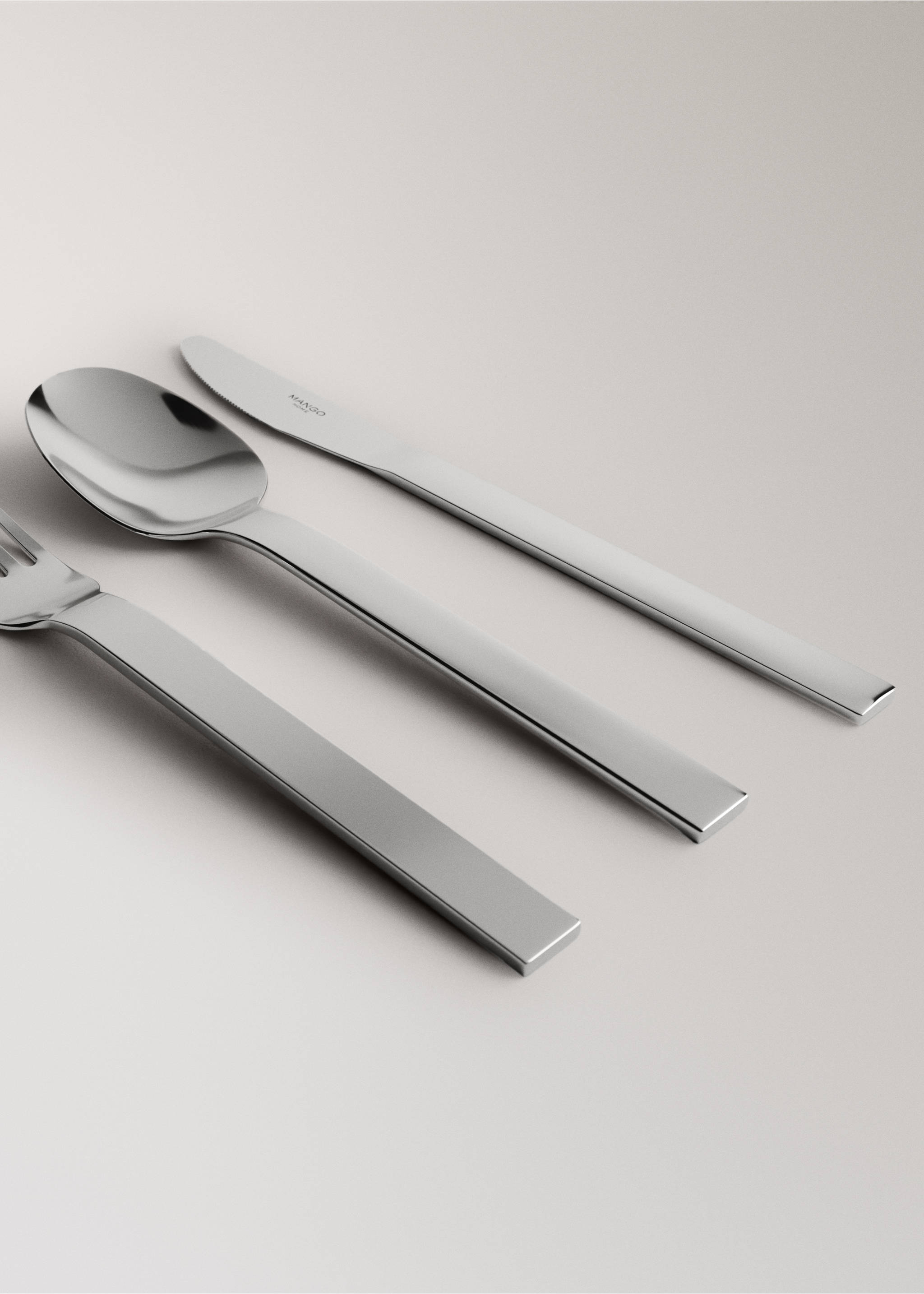 3-piece cutlery set in stainless steel - Details of the article 2, Grey. Ref: 37132038-00.