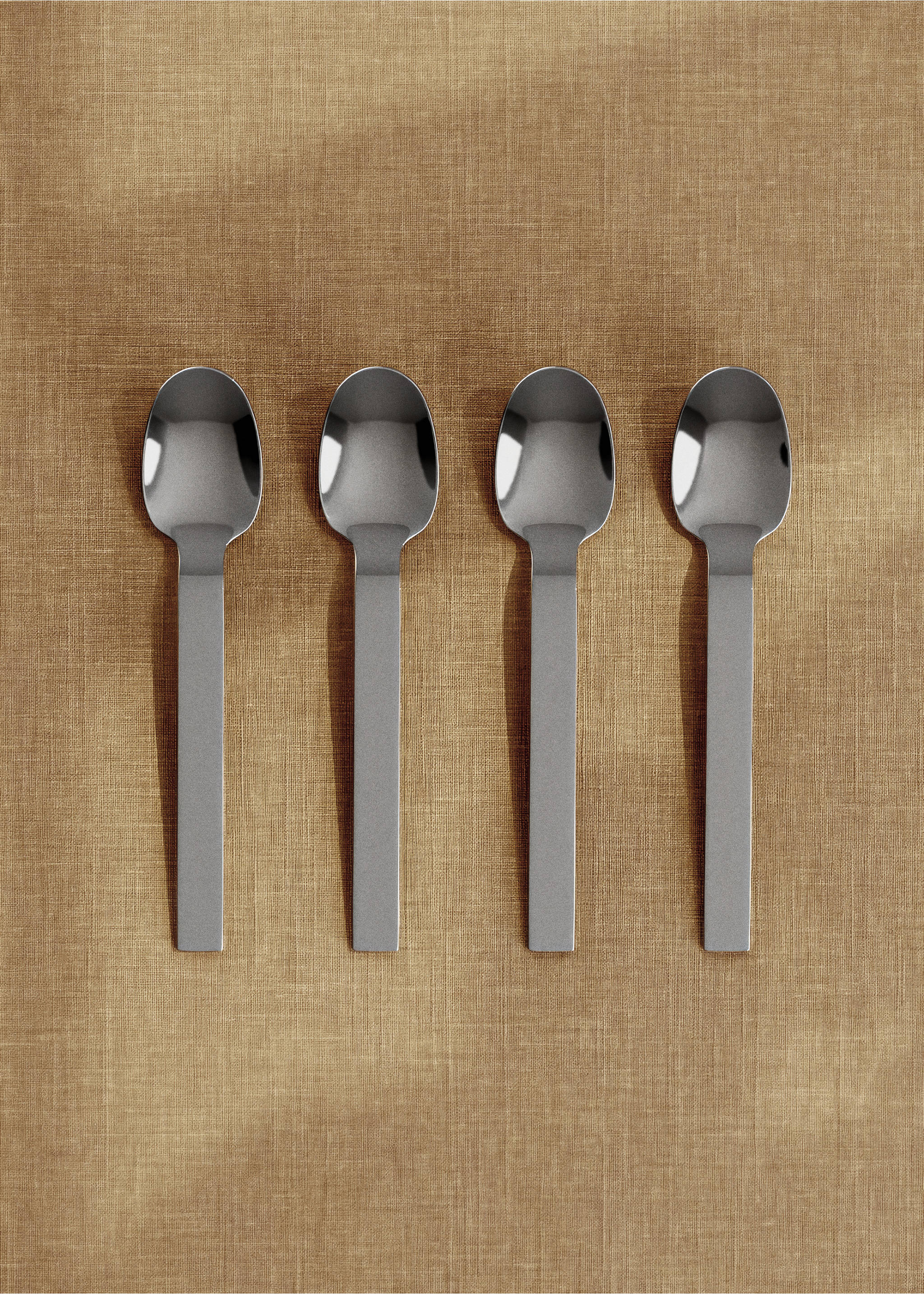 Set of 4 stainless steel dessert spoons - General plane, Grey. Ref: 37132039-00.