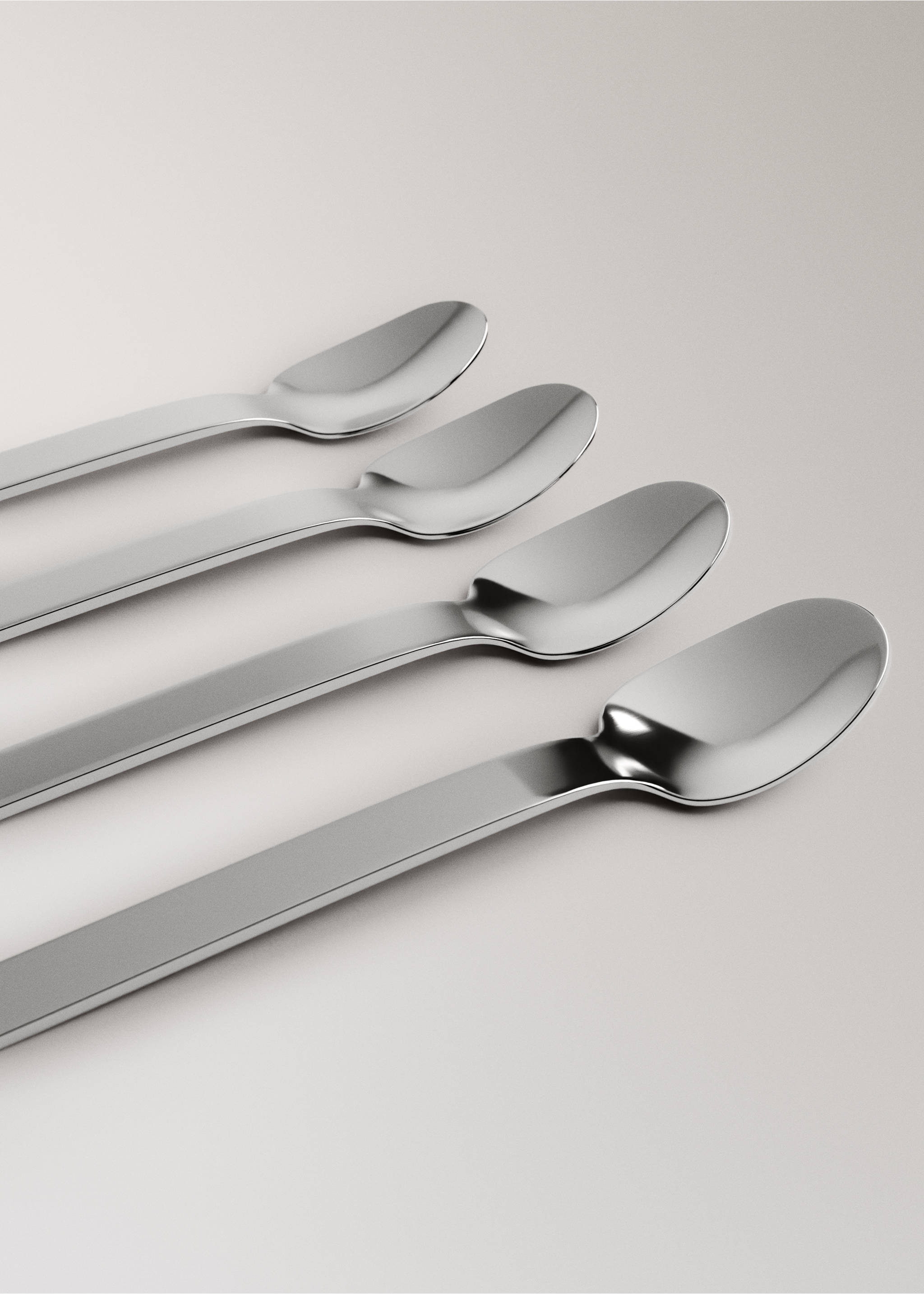 Set of 4 stainless steel dessert spoons - Details of the article 2, Grey. Ref: 37132039-00.