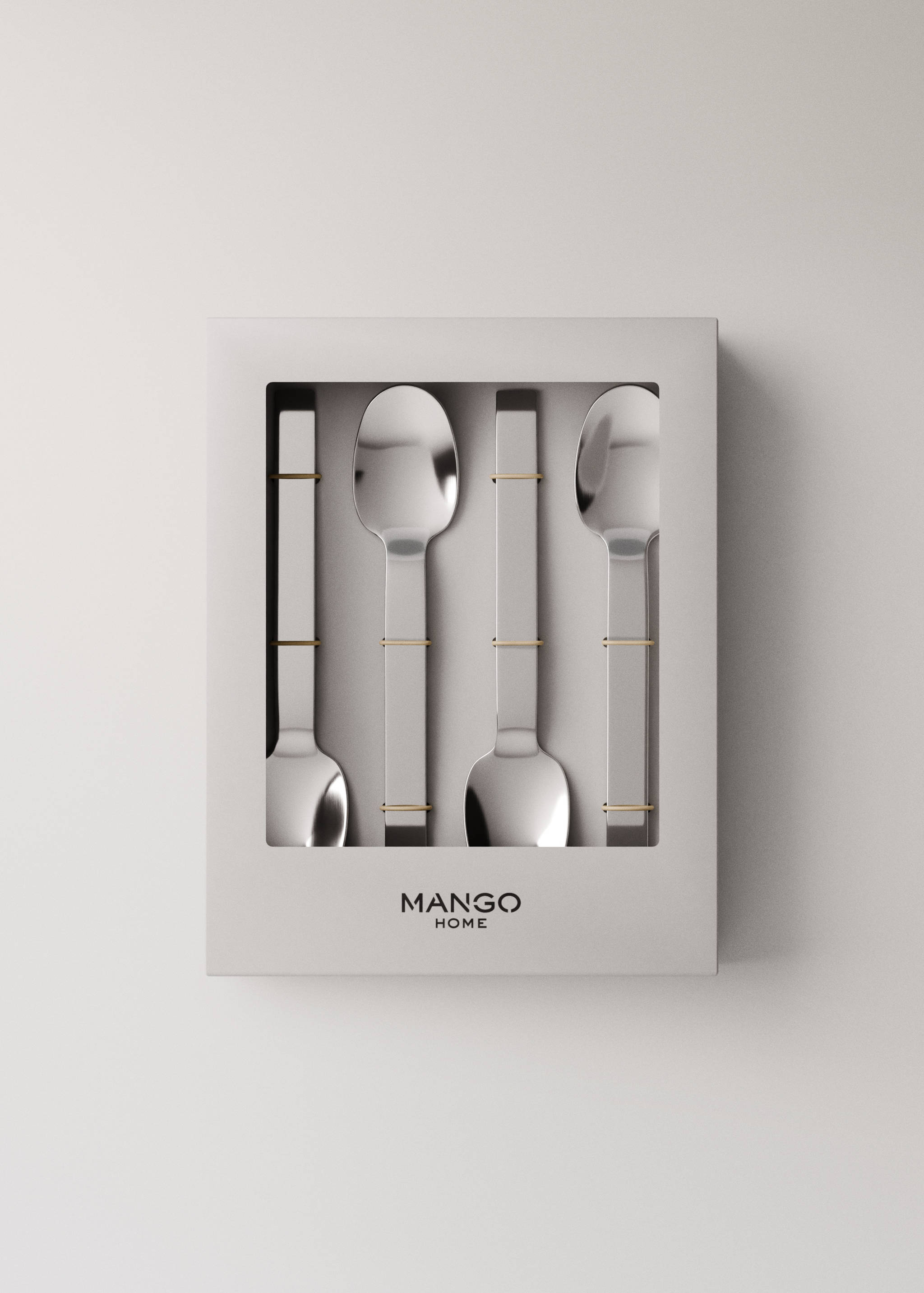 Set of 4 stainless steel dessert spoons - Medium plane