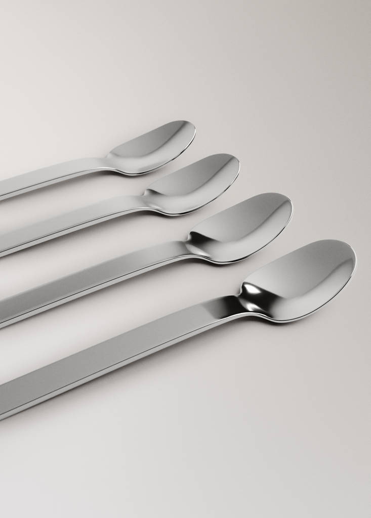 Set of 4 stainless steel dessert spoons — Grey